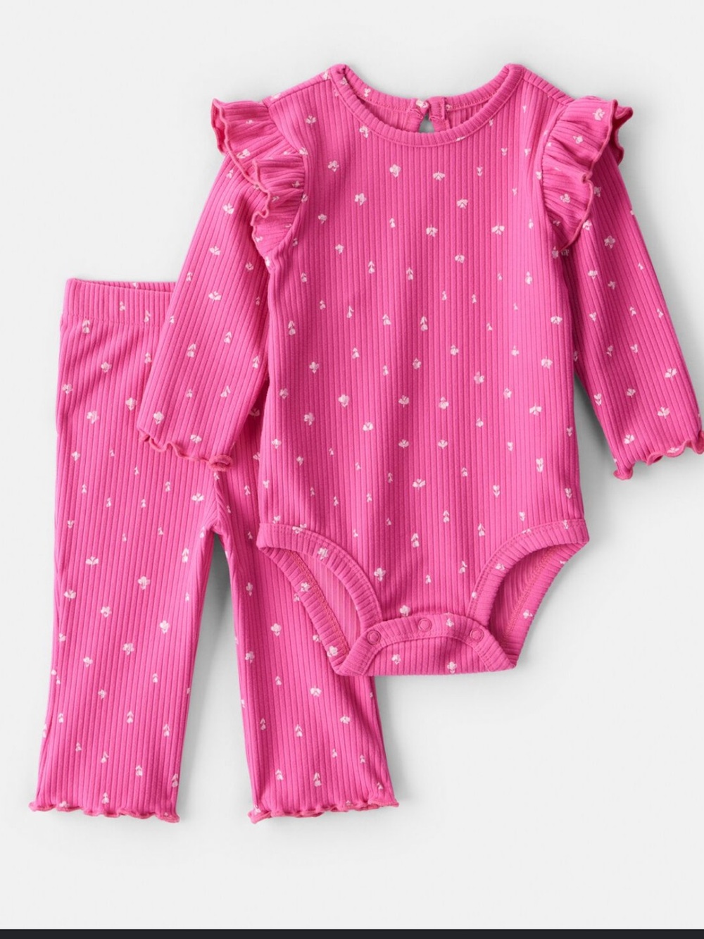 Carter's fuchsia Ribbed Bodysuit & Legging Set with dainty floral